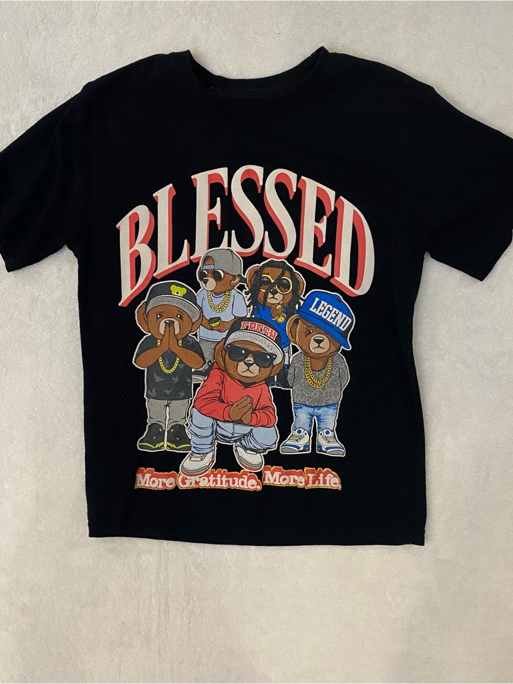 Unbranded Kids Black Blessed Graphic Tee US 10